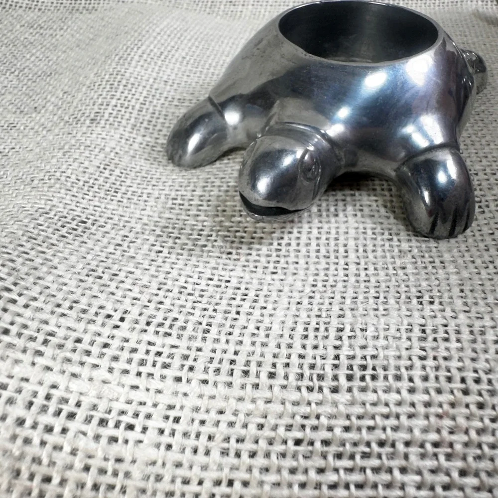Restoration Hardware Turtle Tealight Candle Holders Metal Pair Pewter Finish